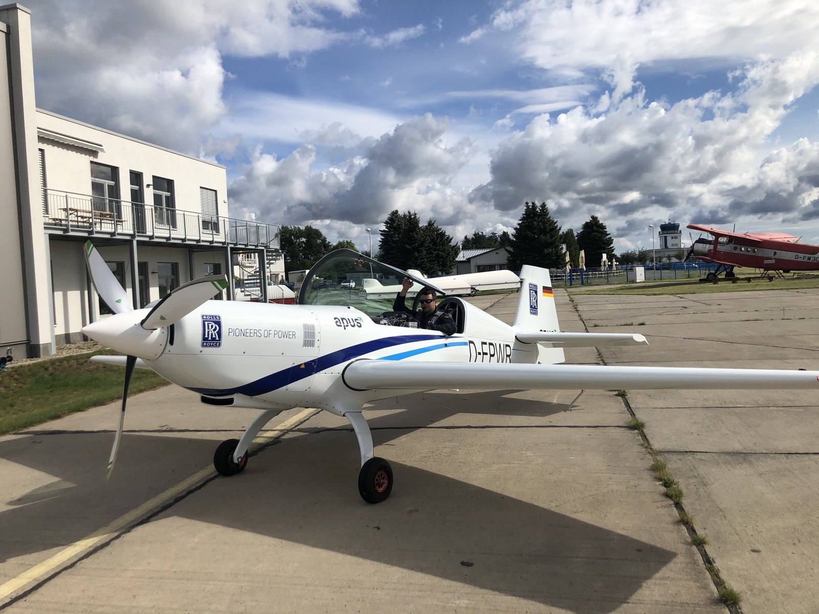 Instrumented research aircraft on the apron